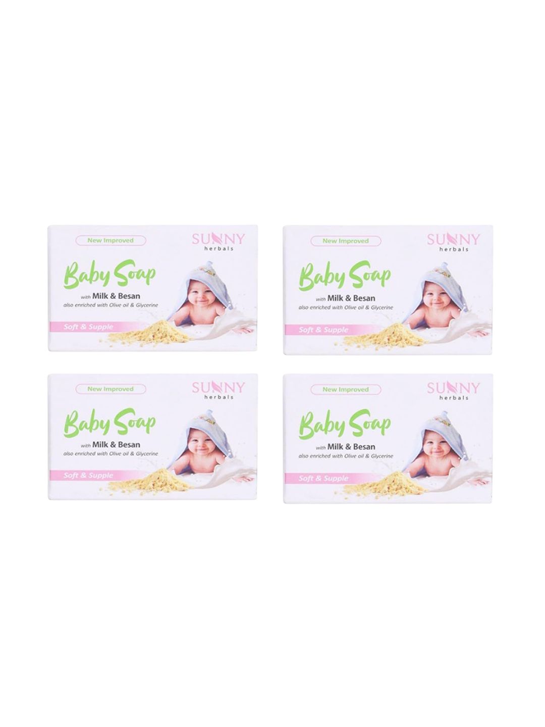 SUNNY HERBALS Set Of 4 Baby Soap With Milk & Besan - 75 g Each