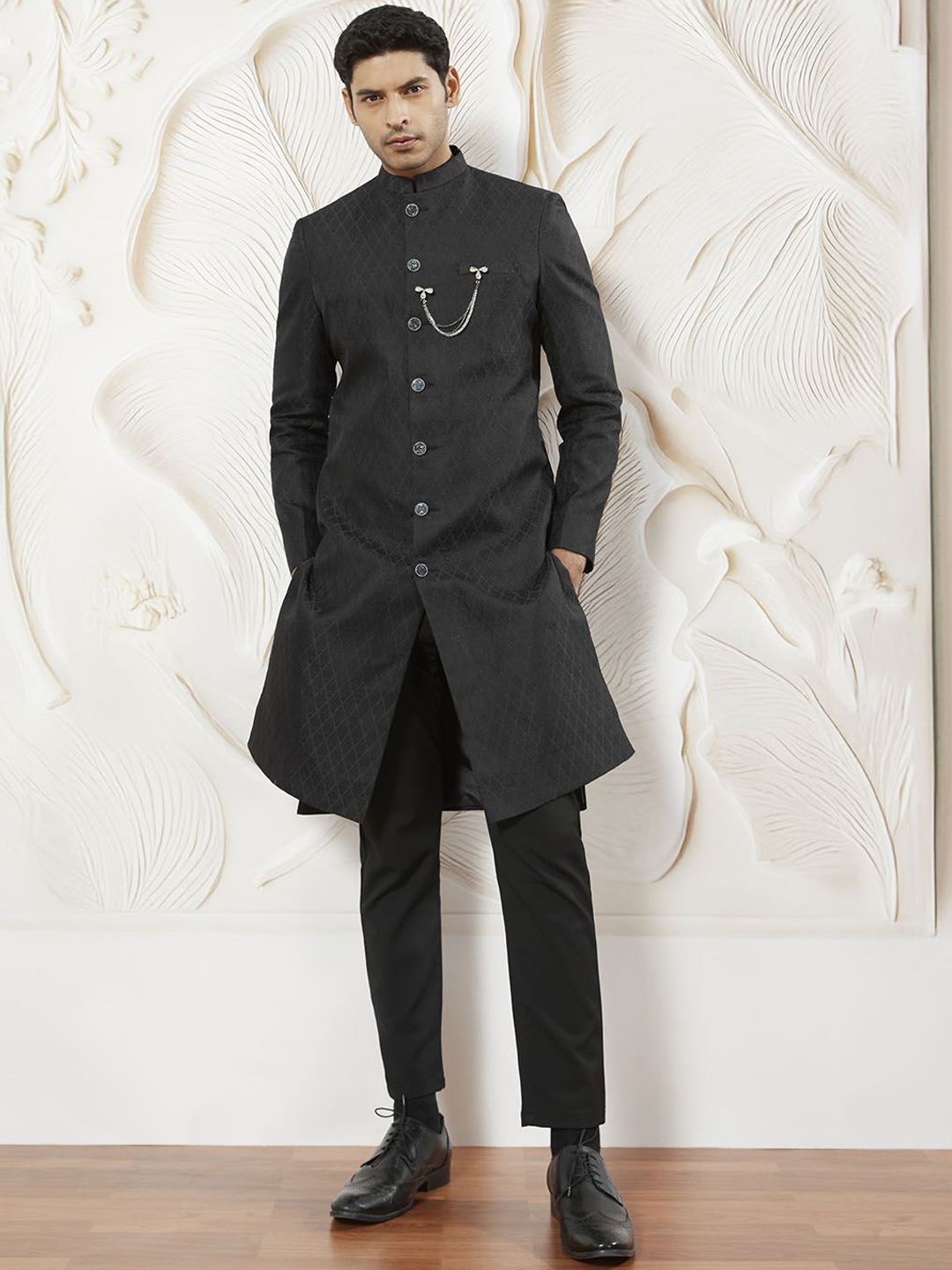 VASTRAMAY Self Design Sherwani Set