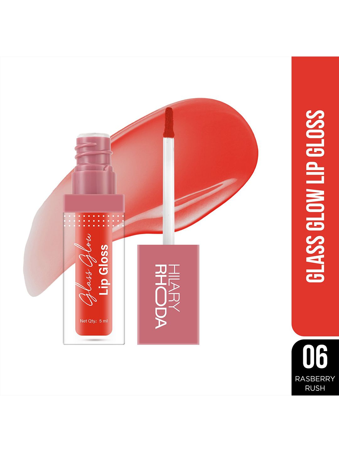 Hilary Rhoda Glass Glow Nourishing & Hydrating Lip Gloss- 5 ml- Raspberry Rush 06