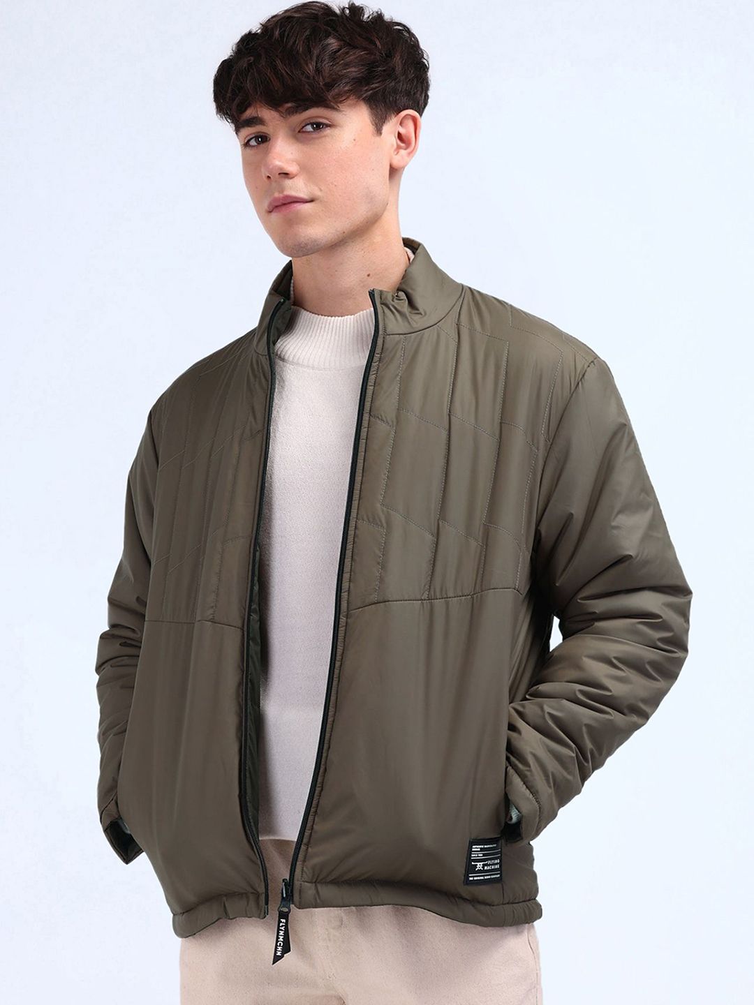 Flying Machine Men Brand Logo Polyester Bomber Jacket