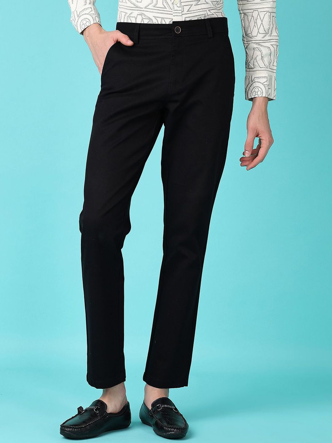 V-Mart Men Cotton Regular Fit Mid-Rise Flat-Front Trousers