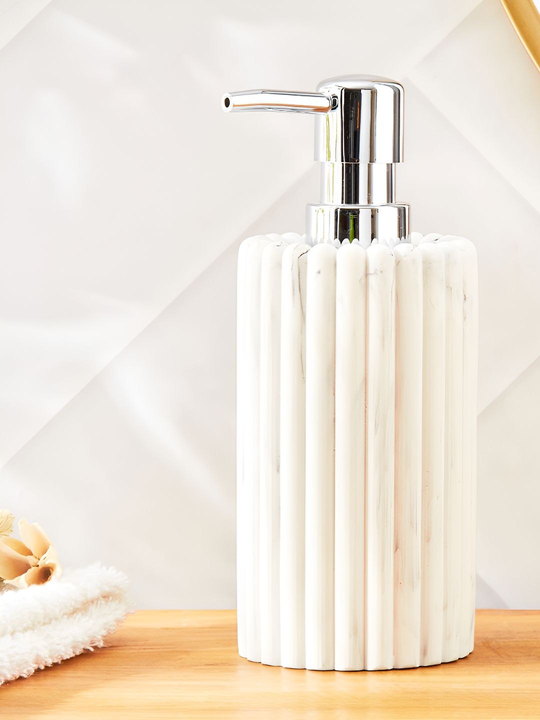 Home Centre White Solid Polyresin Soap Dispenser