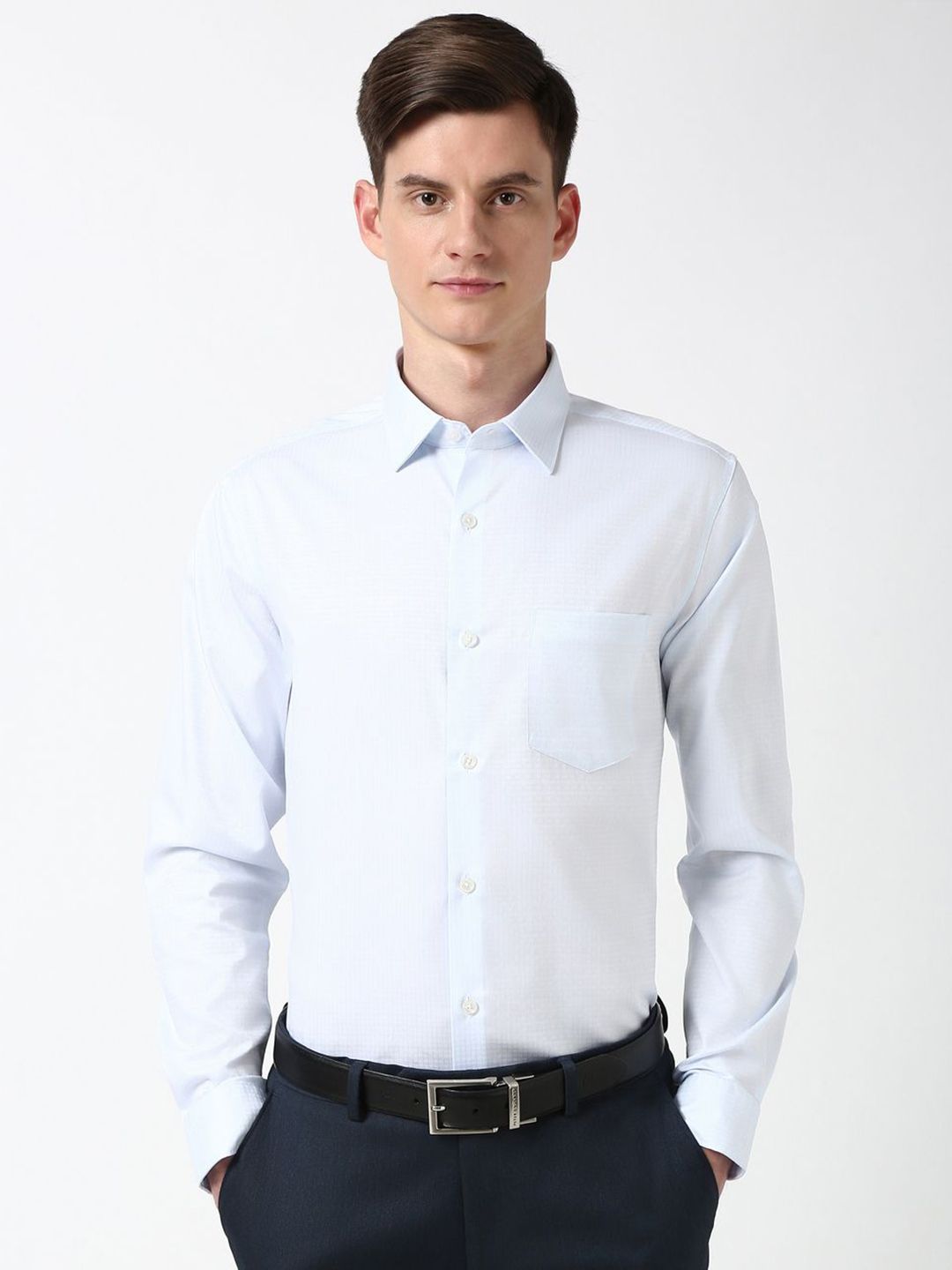 Peter England Elite Men Spread Collar Checked Cotton Formal Shirt