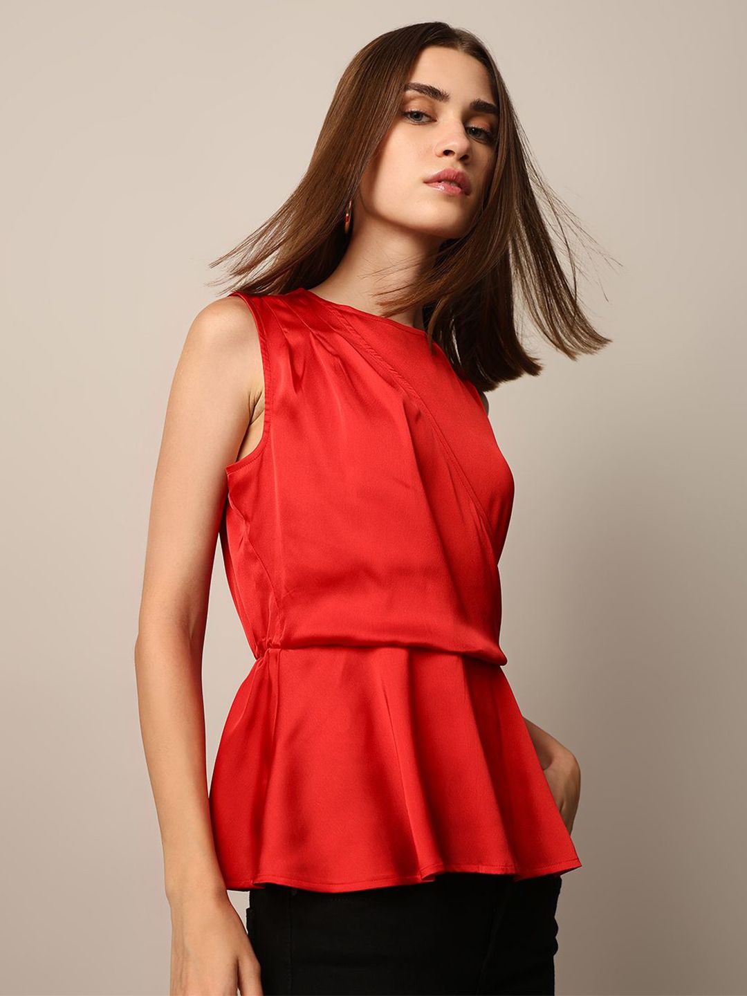 ONLY ONLY Women Satin Peplum Top