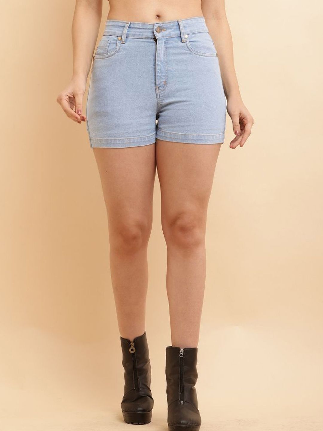 PUELLA Women Washed Mid-Rise Denim Shorts