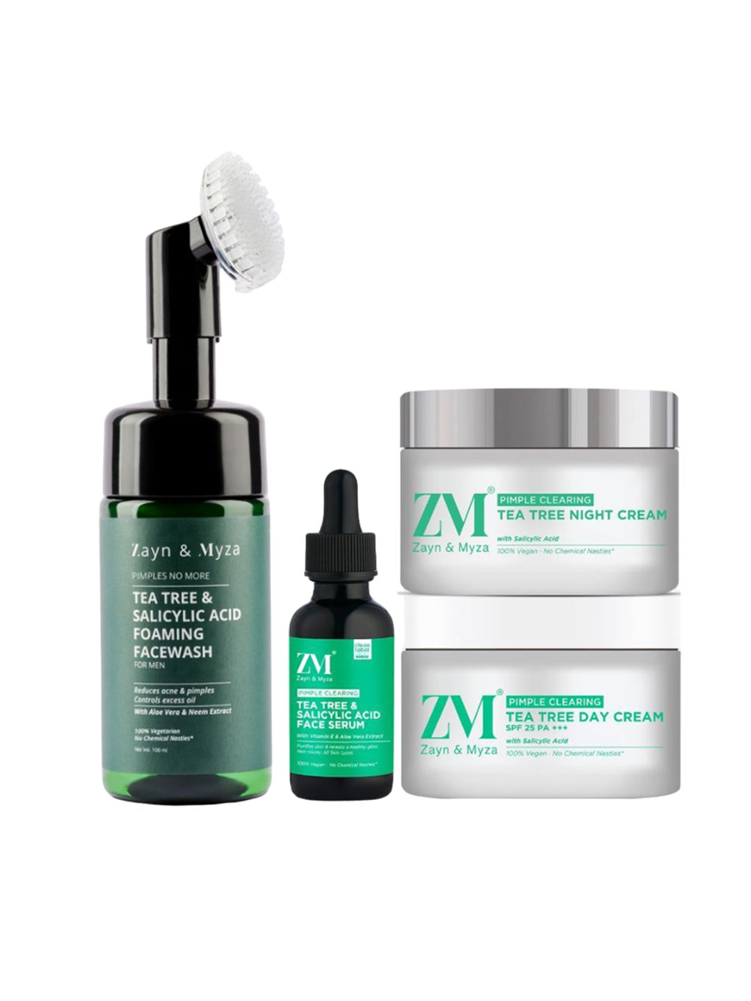 Buy ZM Zayn & Myza Men Set Of 4 Tea Tree Face Wash, Serum, Day