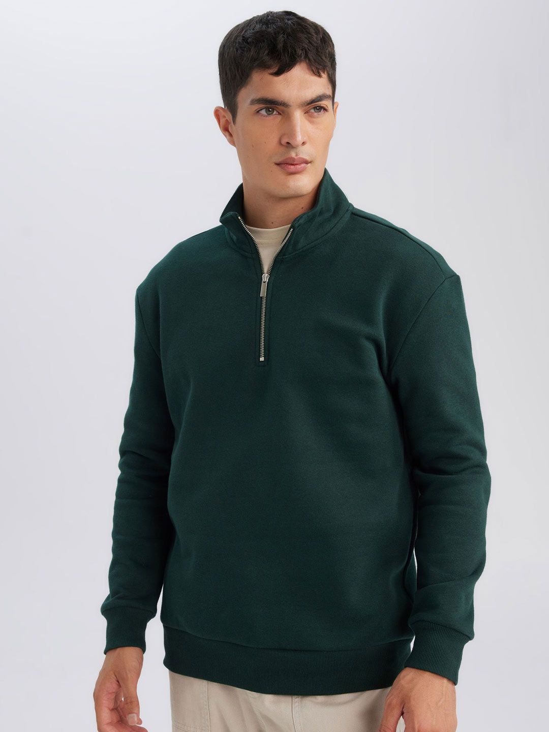 DeFacto Men Cotton Half Zipper Pullover