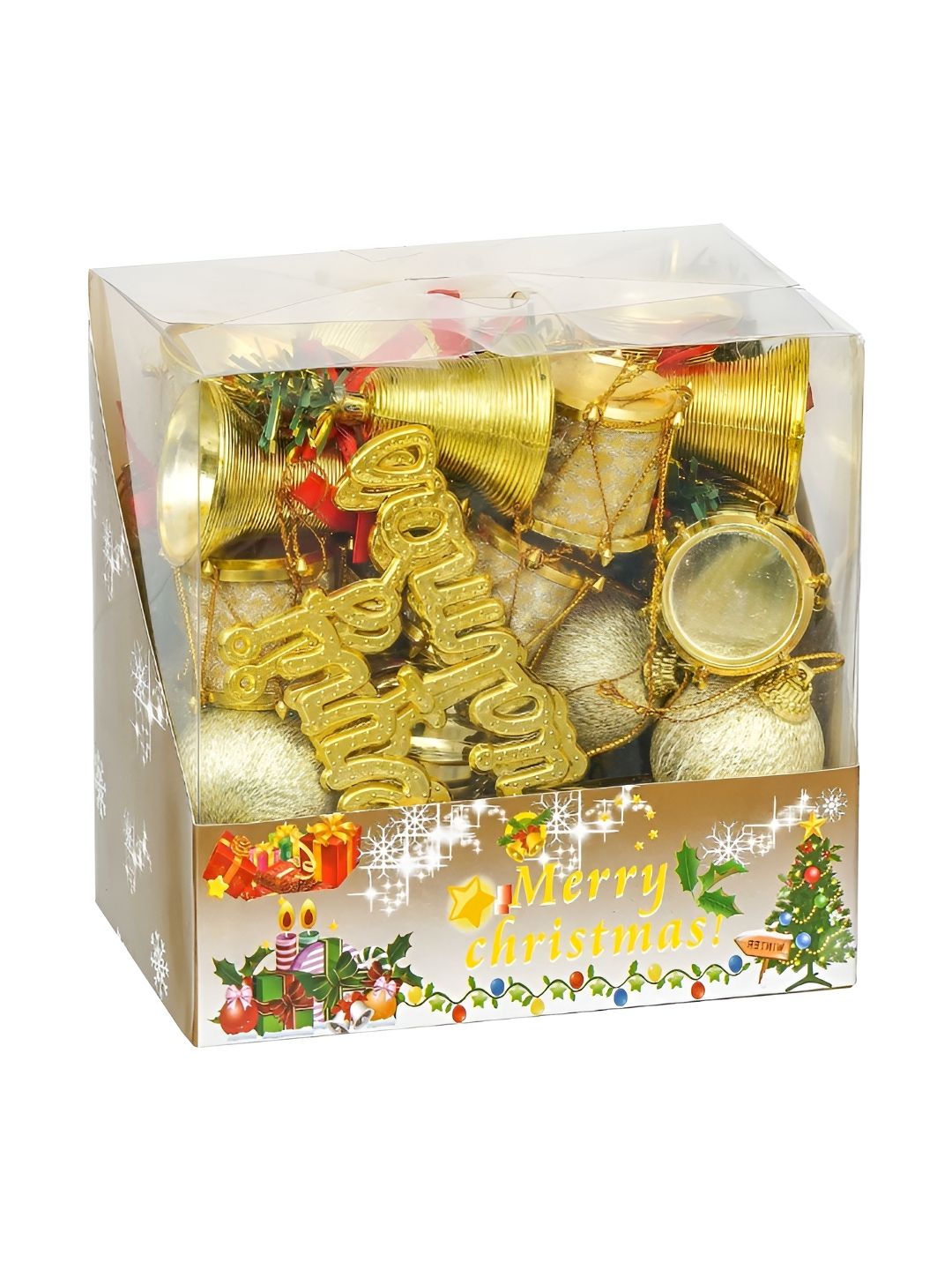 Artisyn Gold Toned & Red Bells Drums & Balls Christmas Tree Festive Decor
