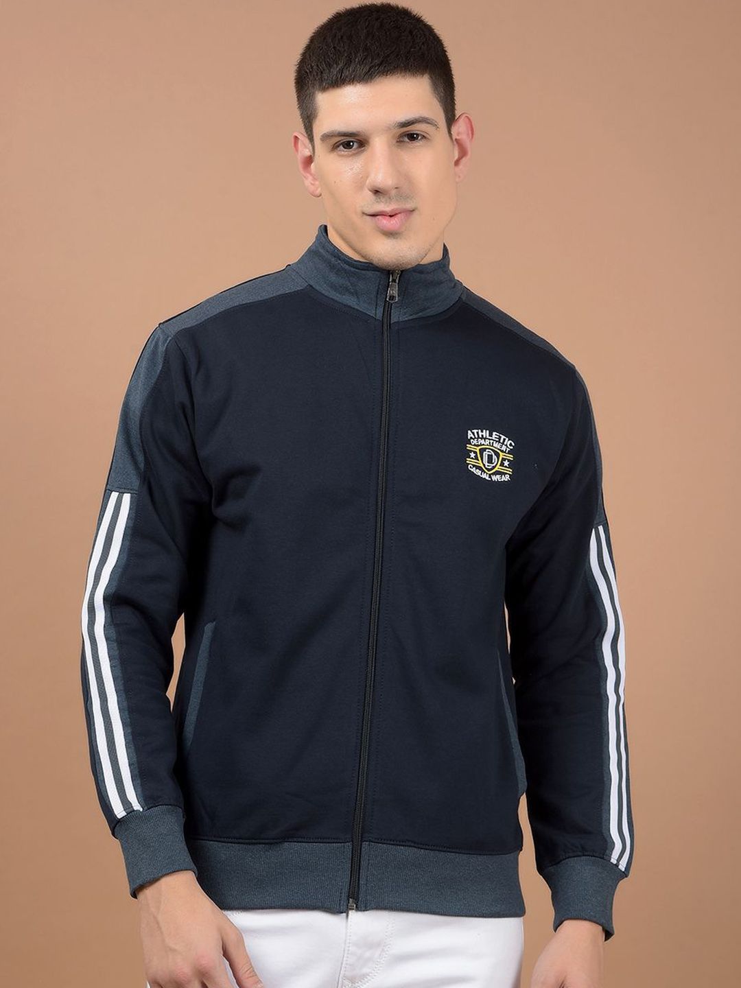 Dollar Men Lightweight Open Front Jacket with Embroidered