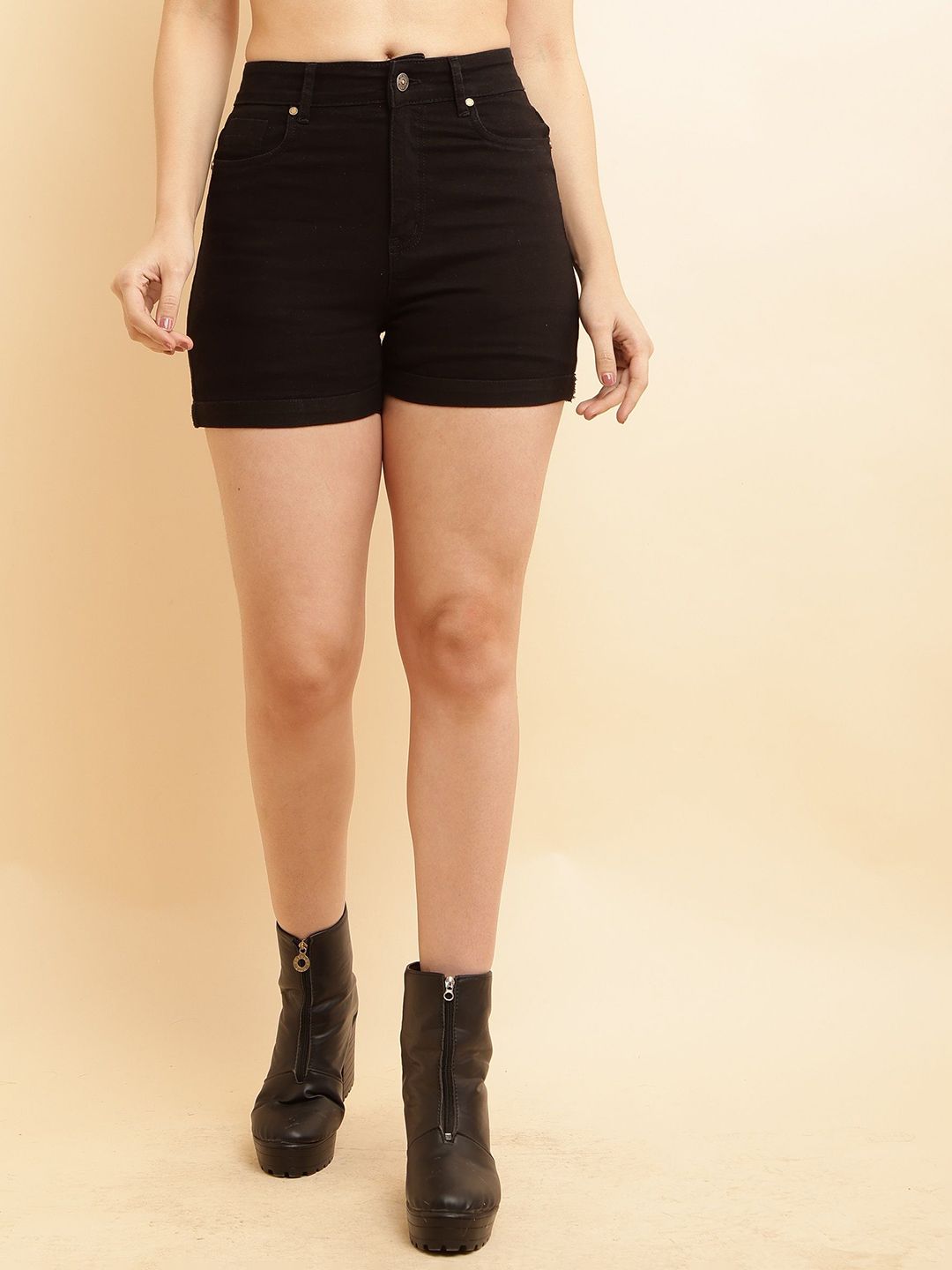 PUELLA Women High-Rise Solid Regular Shorts
