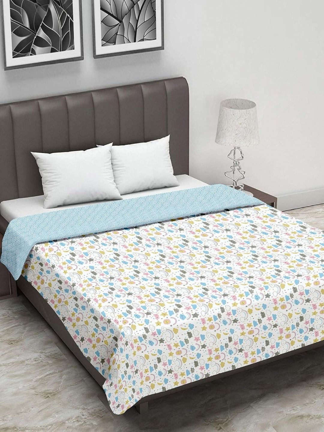 Trance Home Linen Red & White Geometric Cotton 150 GSM Reversible Double Bed Dohar