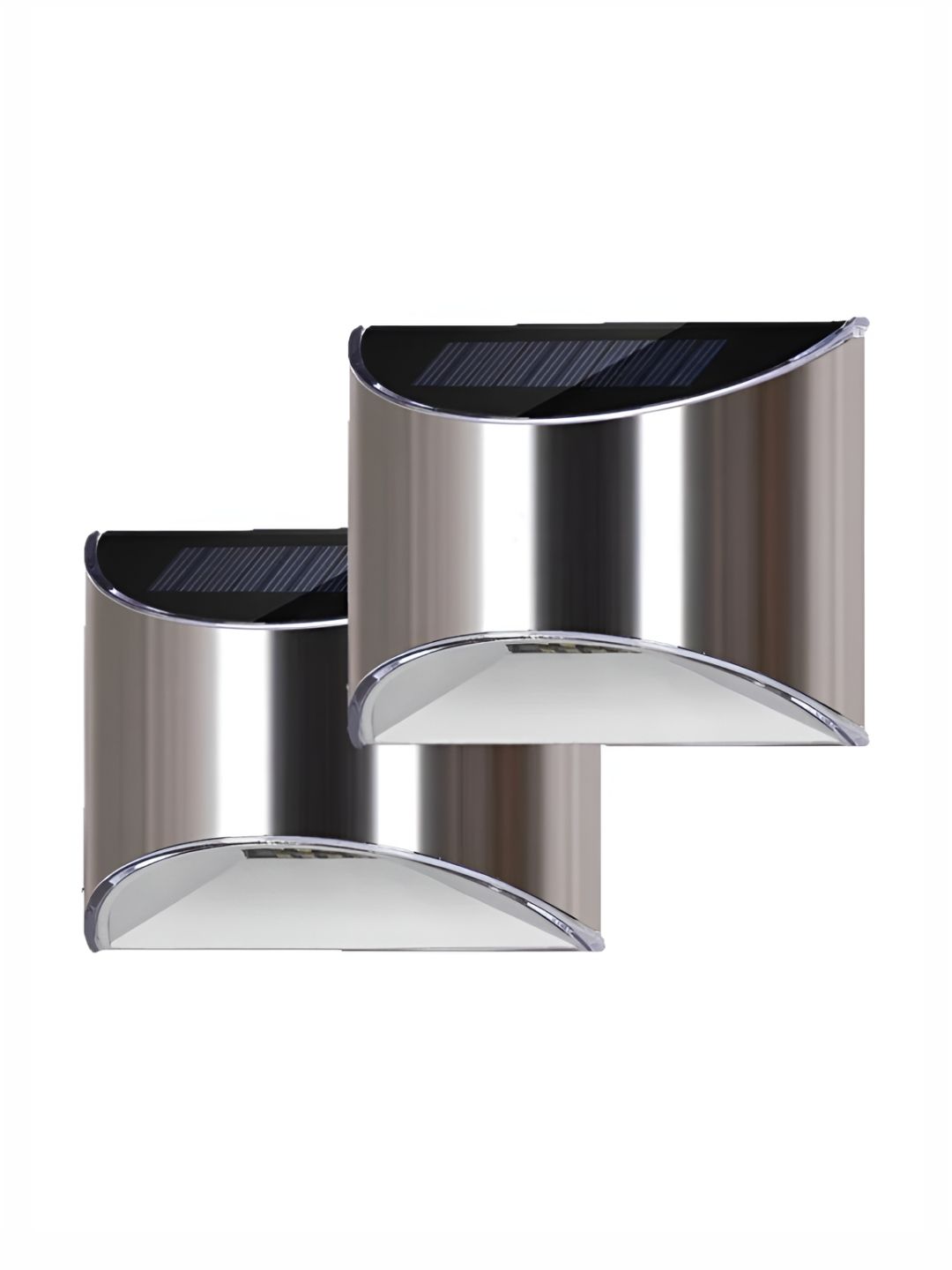 LITVERSE Silver Toned 2 Pieces Warm White Solar Outdoor Wall Lamp