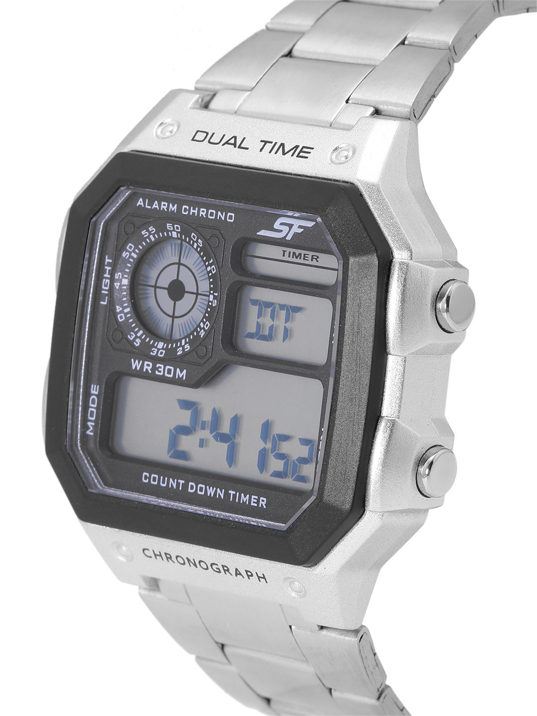 Buy Sf Hexa Metal Digital With Silver Strap Unisex Watch