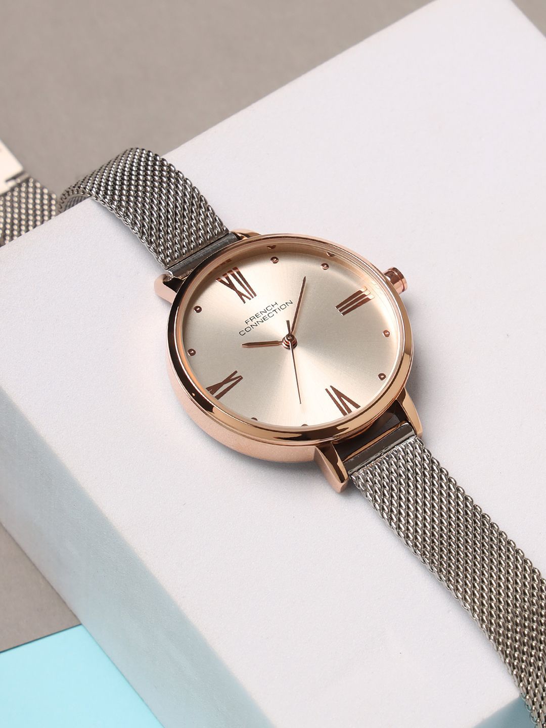 French Connection Women Embellished Dial Bracelet Style Straps Analogue Watch FCN0115SM