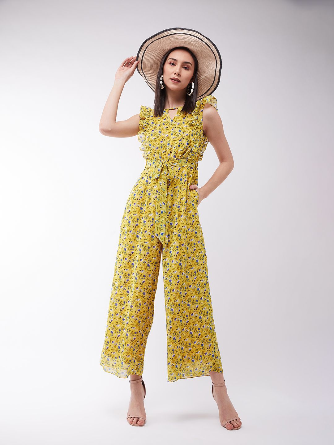 Miss Chase Women Printed Round Neck Basic Jumpsuit
