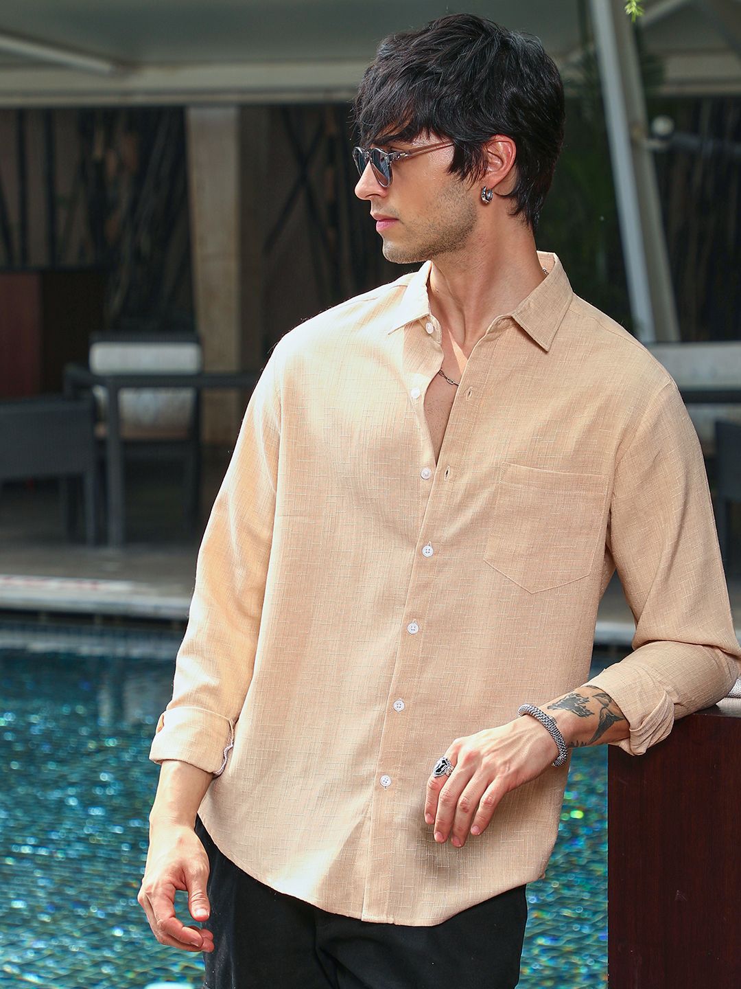CAHOOT Men Solid Comfort Relaxed Fit Casual Shirt