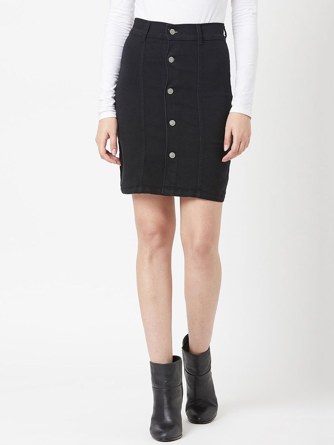 Miss Chase Women Denim A-Line Mini Skirt