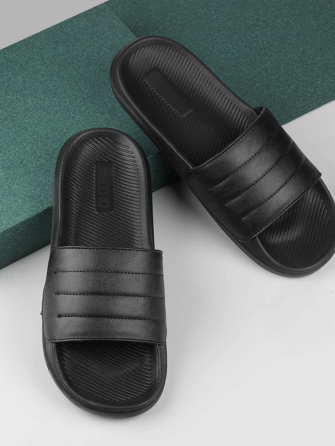 Metro  Men Solid Sliders