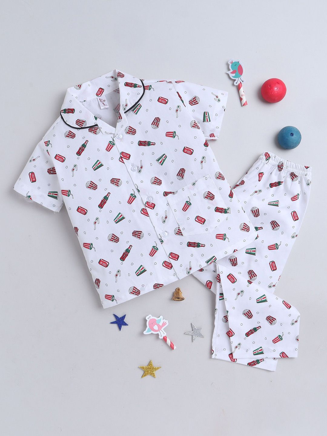 The Magic Wand Girls Printed Pure Cotton Night suit