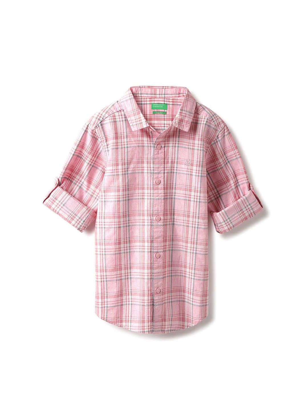 United Colors of Benetton Boys Spread Collar Tartan Checked Cotton Casual Shirt