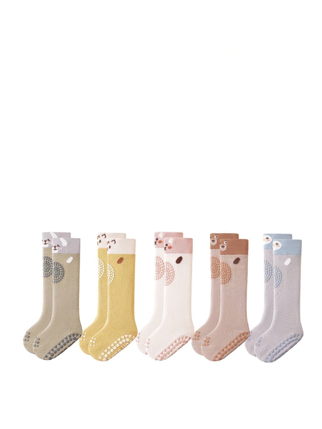 iSWEVEN Kids Pack of 5 Patterned Above Knee-Length Socks