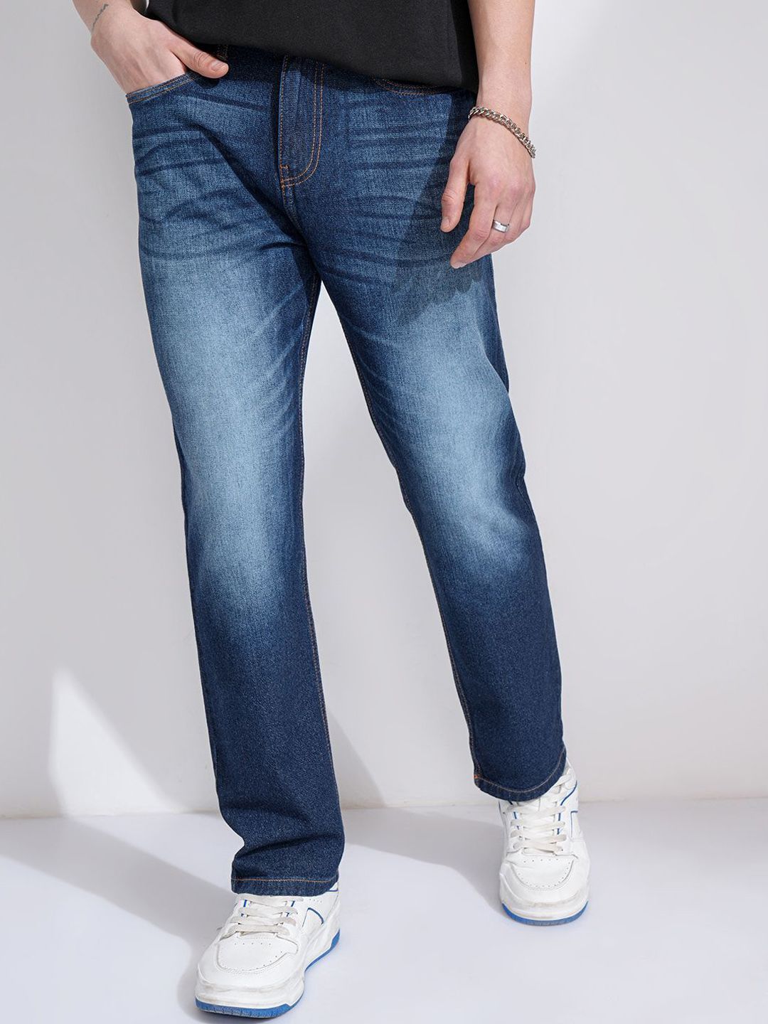 Men Relaxed Fit Jeans HIGHLANDER Men Cotton Relaxed Fit Light Fade Jeans