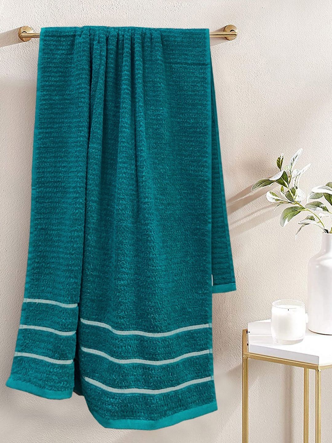 BIANCA Teal Striped Cotton 500 GSM Bath Towel