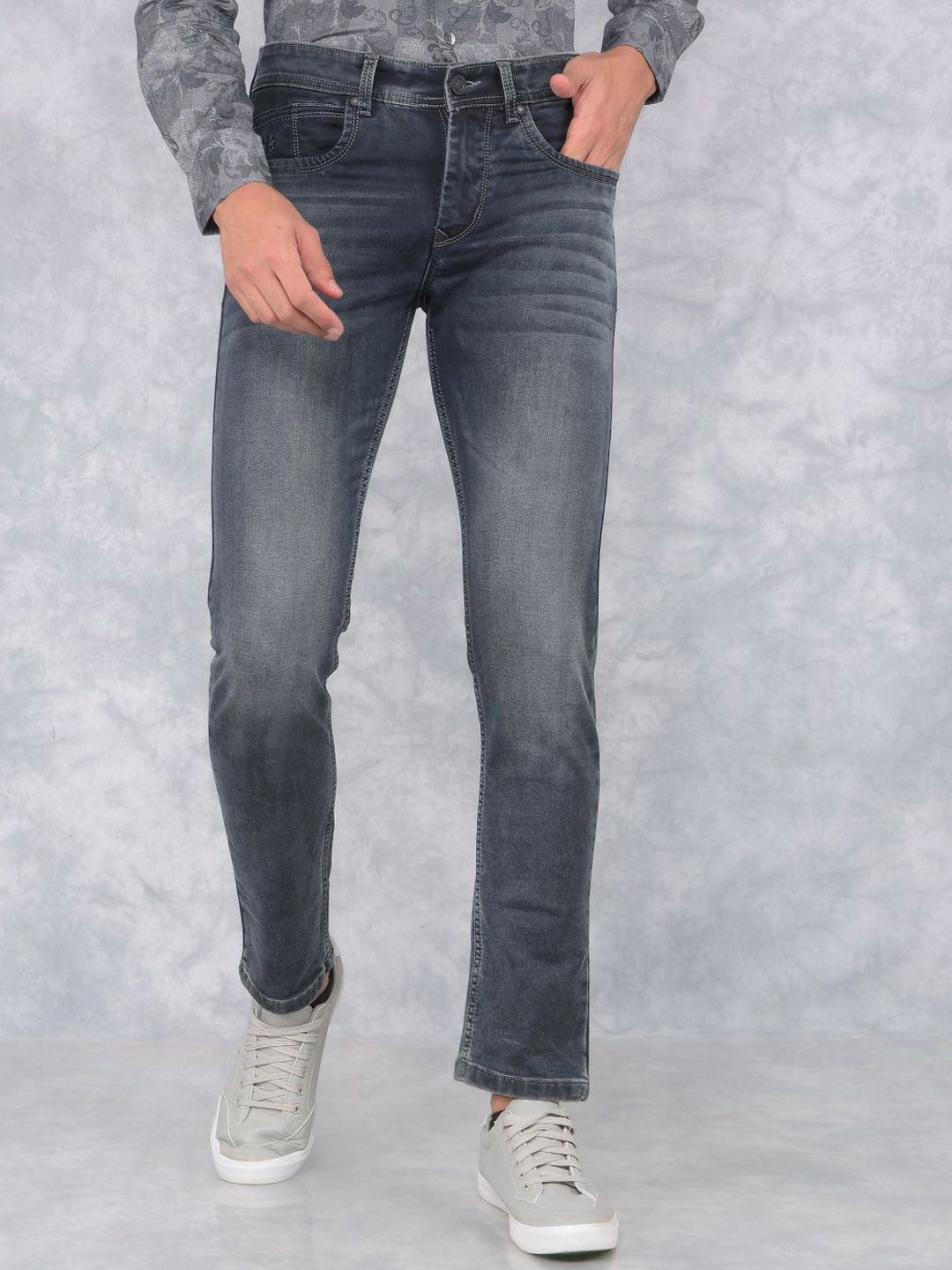 Crimsoune Club Men Cotton Slim Fit Heavy Fade Clean Look Stretchable Jeans