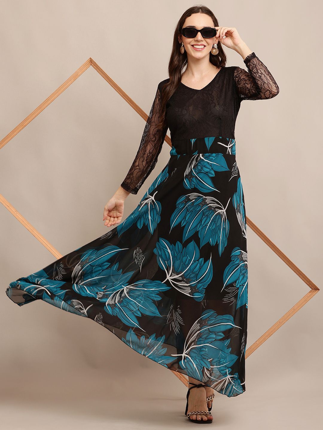 raabta fashion black georgette dresses