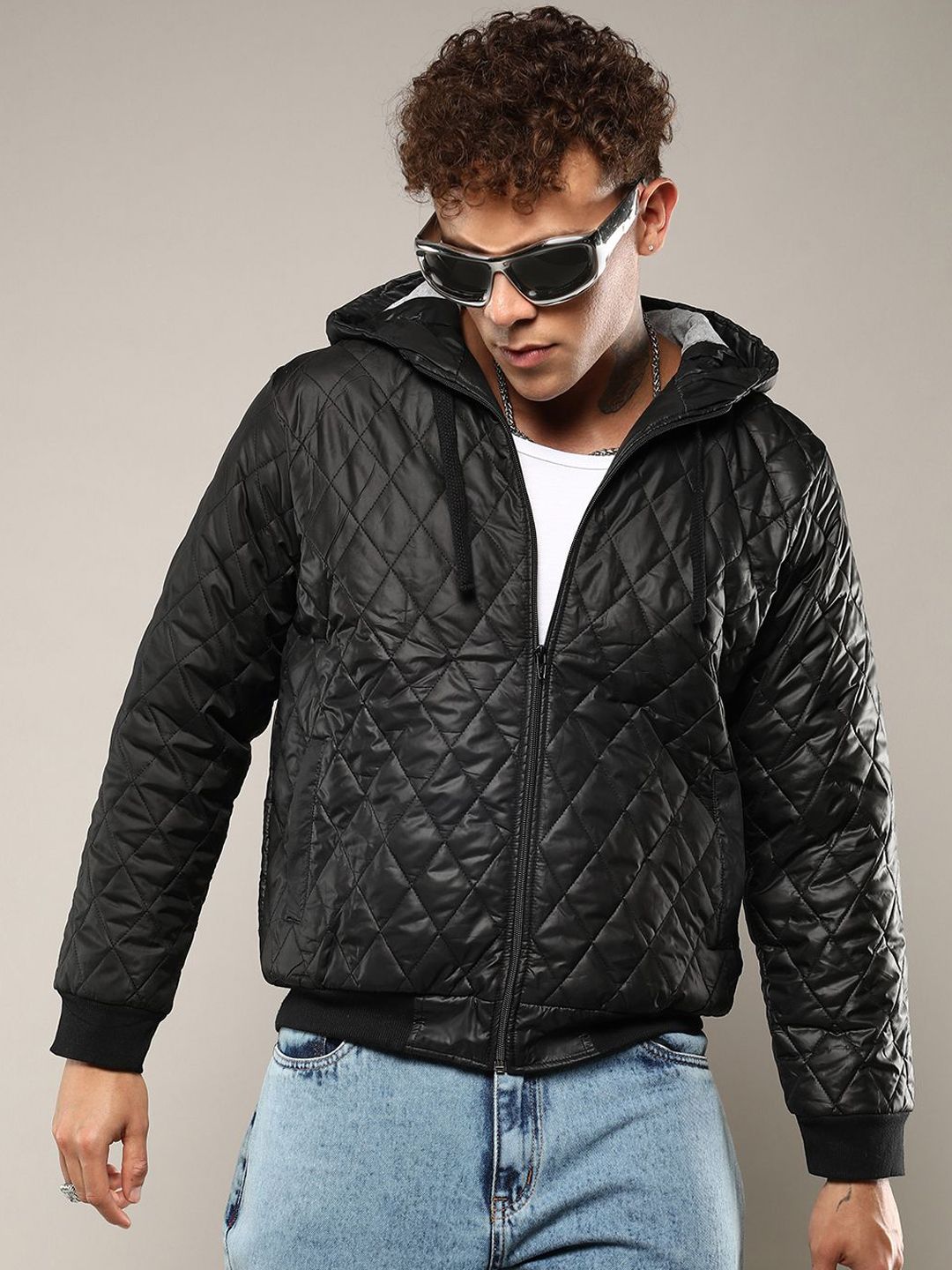 CAHOOT Men Hooded Solid Casual Quilted Jacket