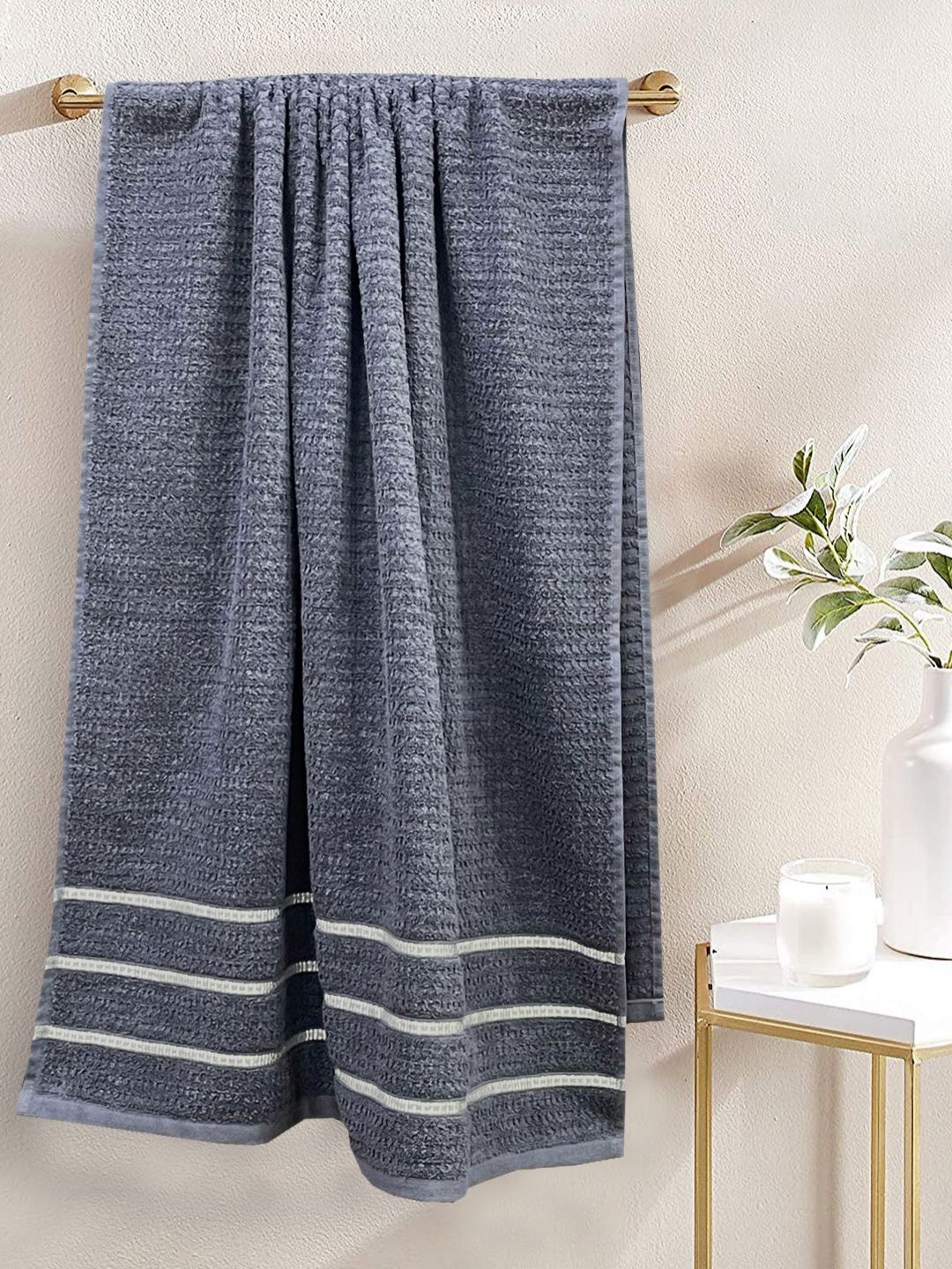 BIANCA Grey & White Cotton 500 GSM Bath Towel