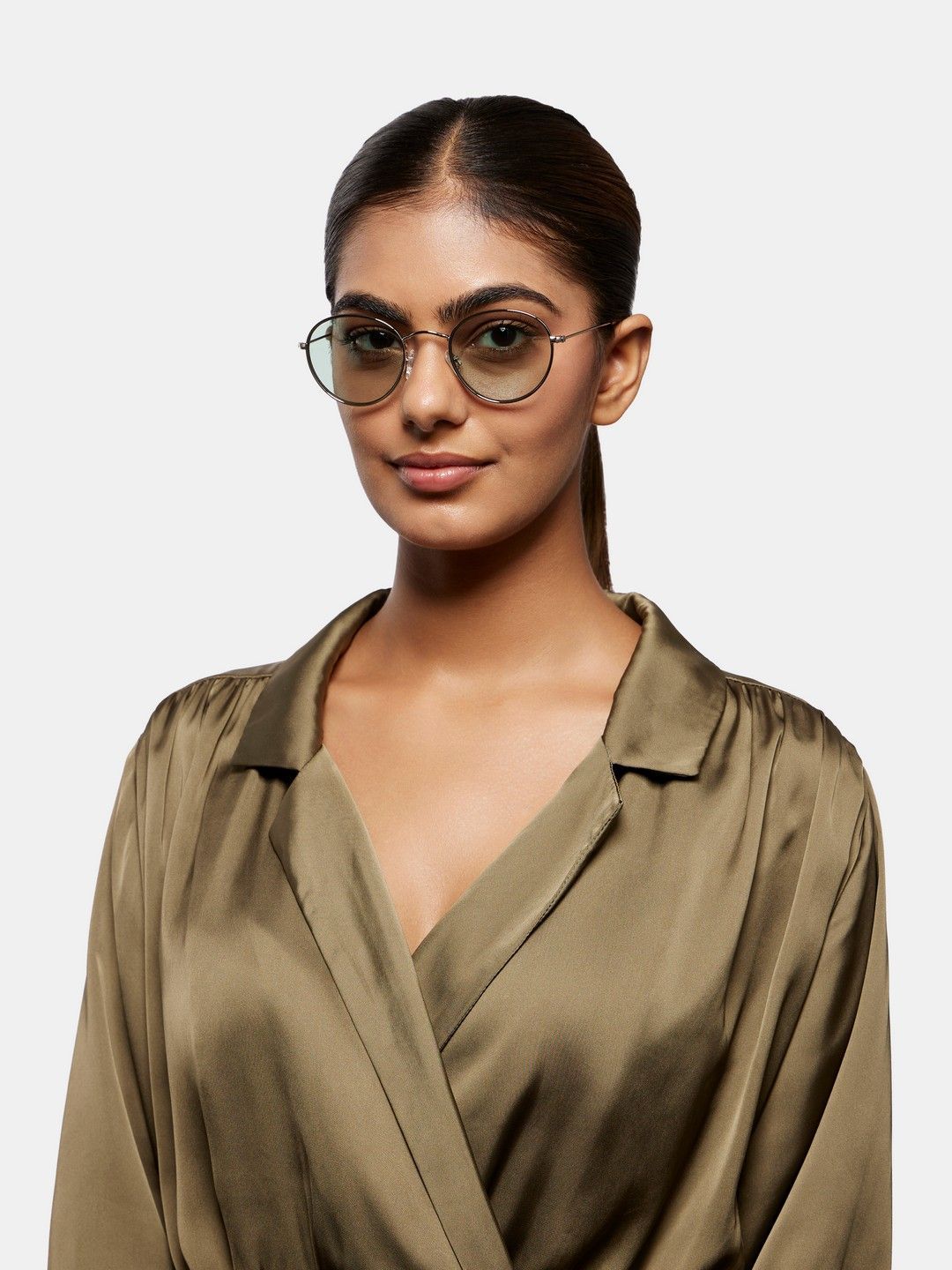 OPIUM Adults Oval Sunglasses with UV Protected Lens OP-10273-C06-49-Silver