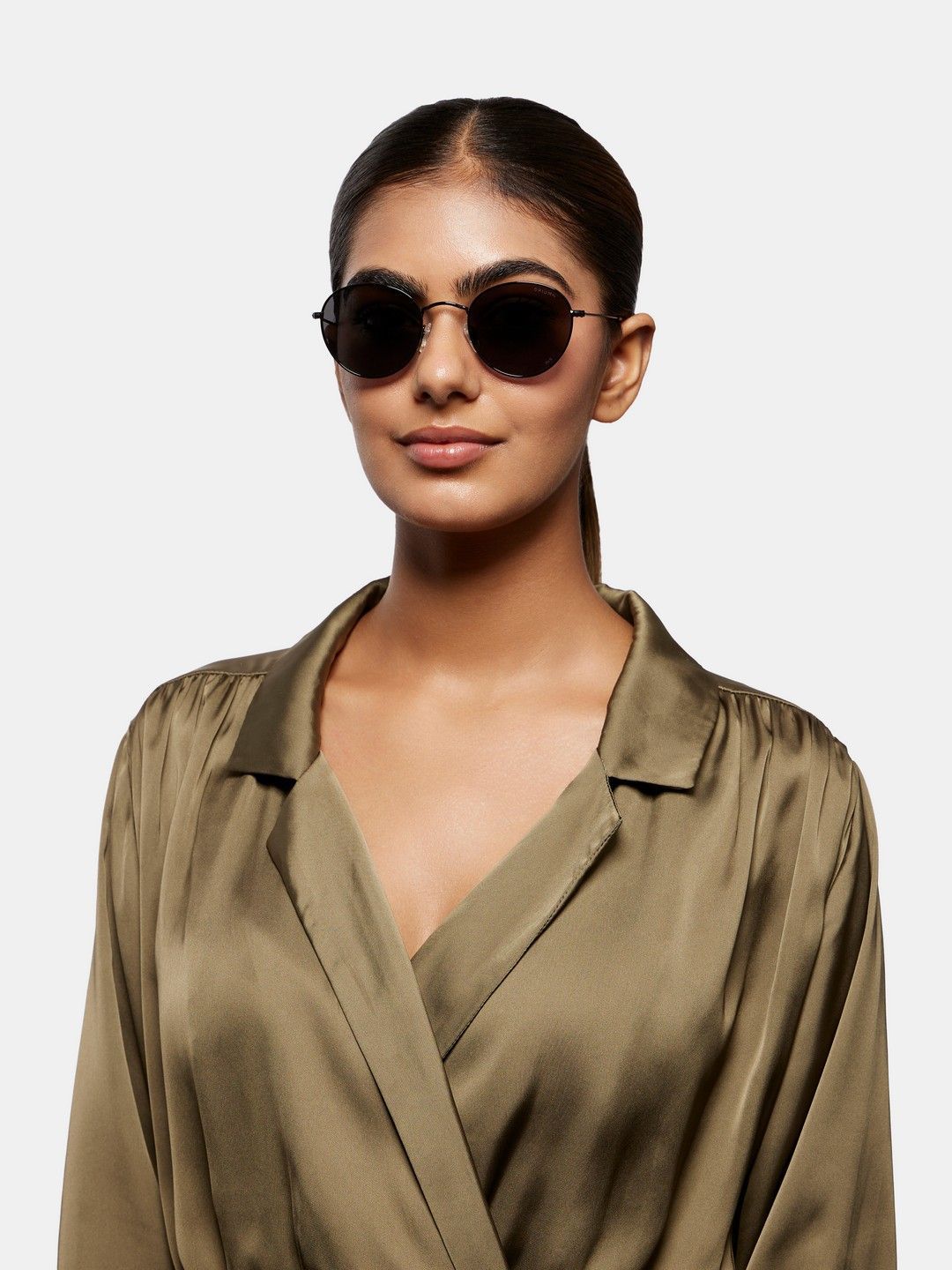 OPIUM Adults Oval Sunglasses with Polarised and UV Protected Lens OP-10273-C03-49-Black