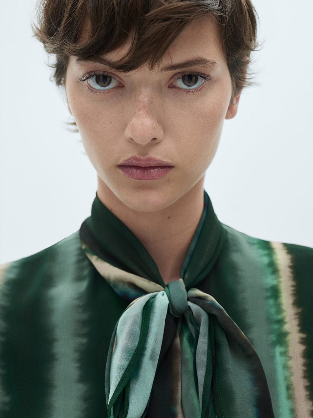 Dyed Tie-Up Neck Shirt Style Top