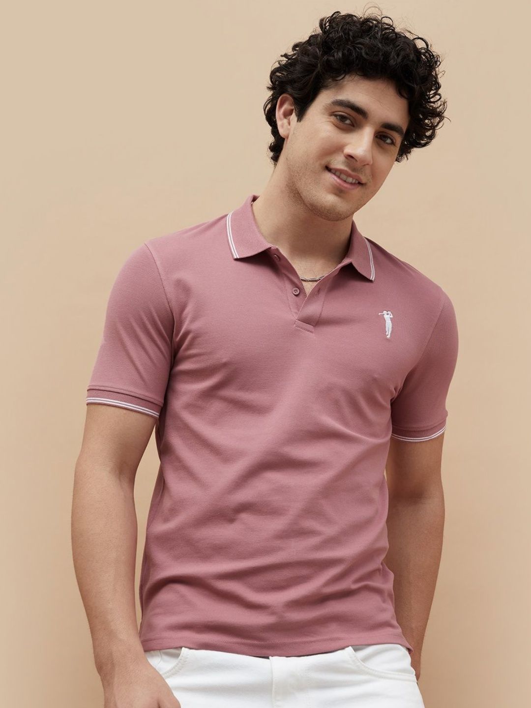 Bossini Men Solid Polo Collar Cotton T-shirt