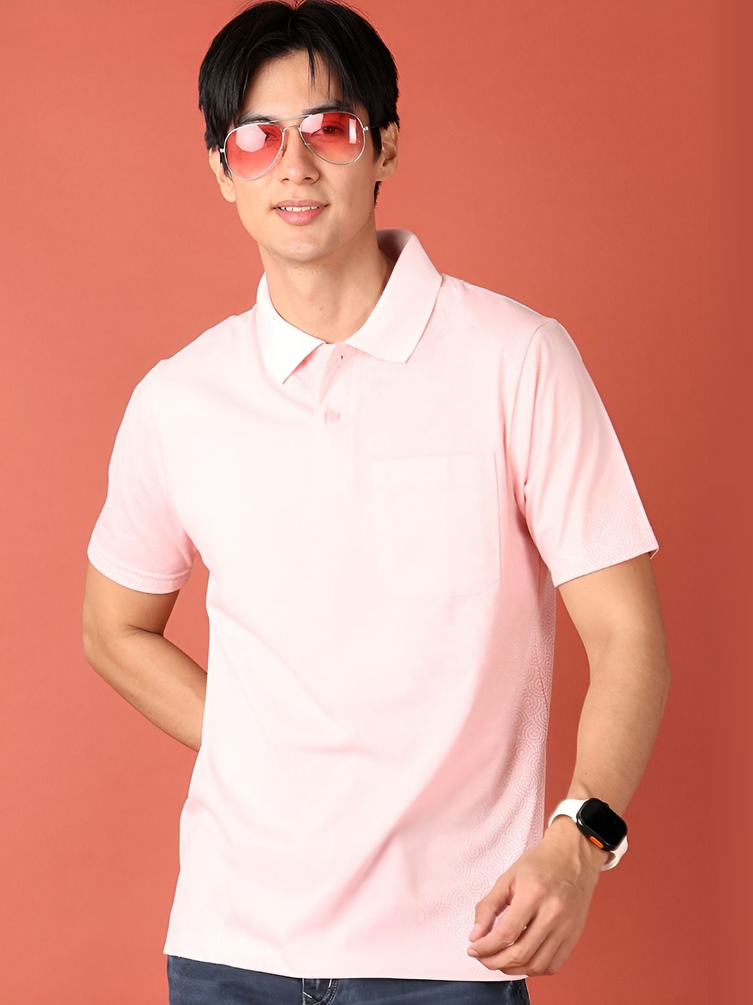 V-Mart Men Solid Polo Collar Slim Fit T-shirt