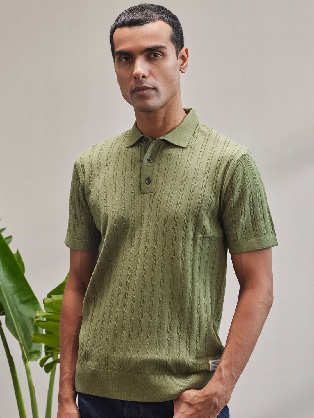 Mr Bowerbird Men Printed Polo Collar Pockets Slim Fit T-shirt