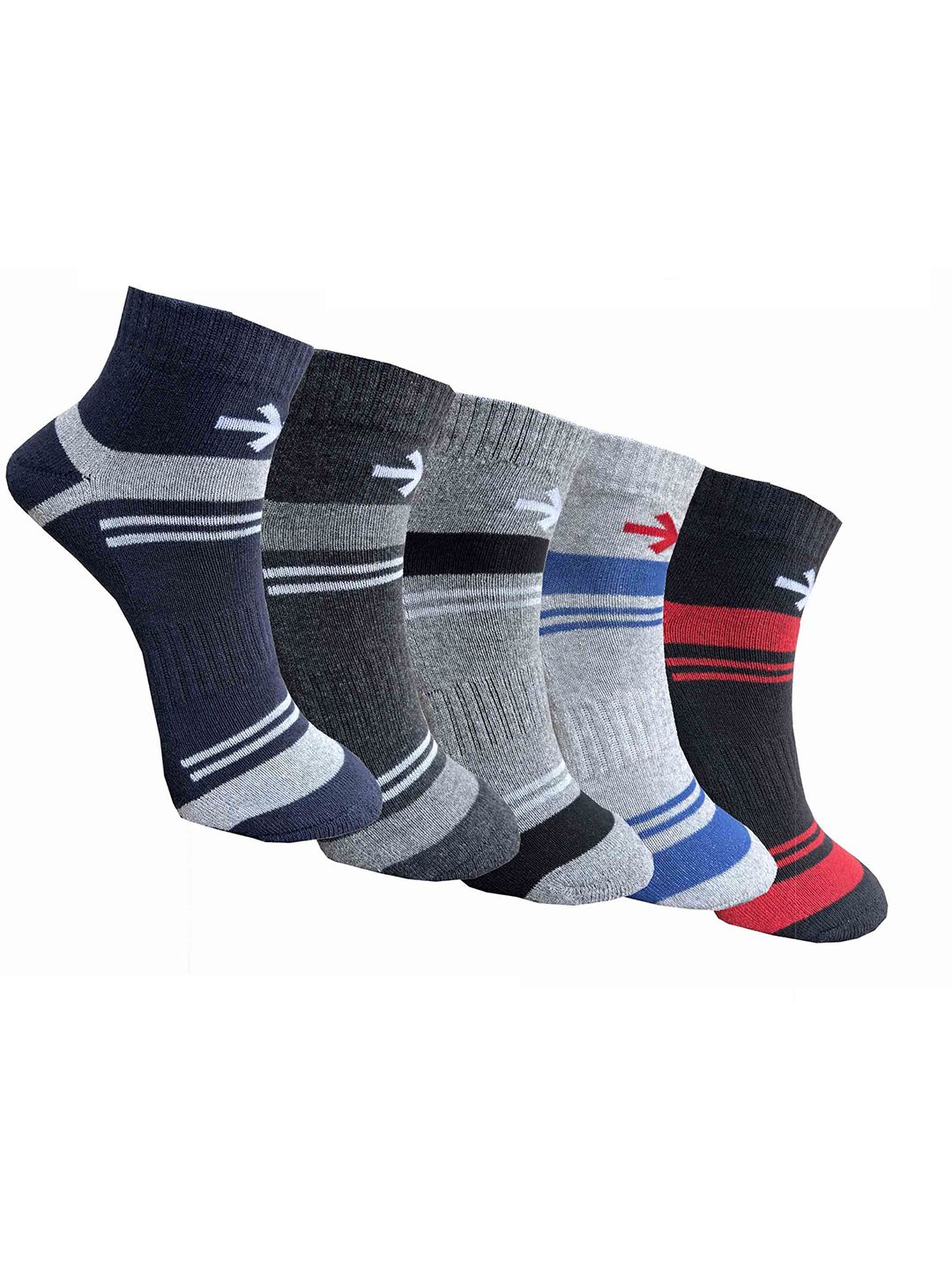 HRX by Hrithik Roshan Unisex Pack Of 5 Striped Ankle-Length Socks