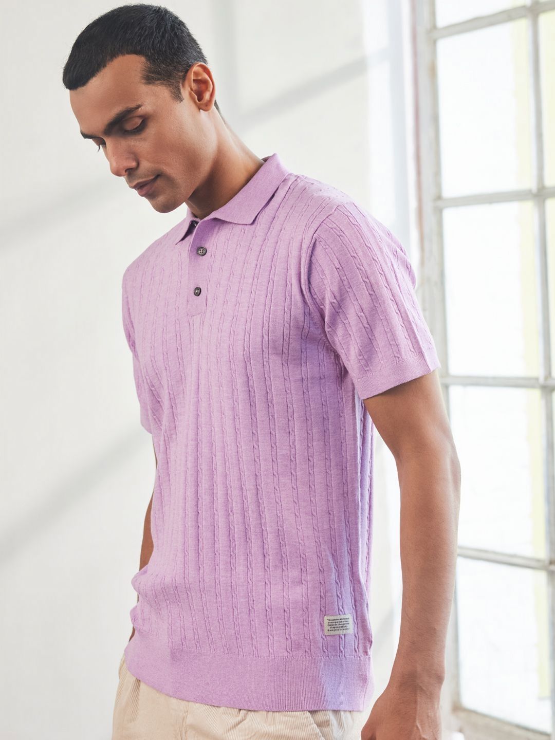 Mr Bowerbird Men Striped Polo Collar Pockets Slim Fit T-shirt
