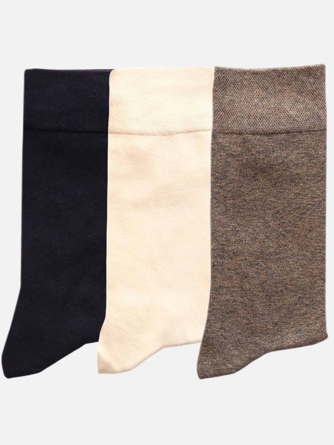 N2S NEXT2SKIN Men Pack Of 3 Cotton Seamless Calf-Length Formal Socks