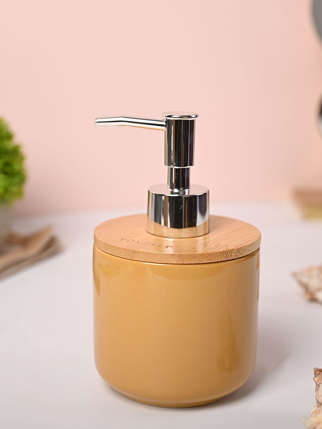 MARKET99 Yellow Glossy Ceramic Soap Dispenser 350 ml