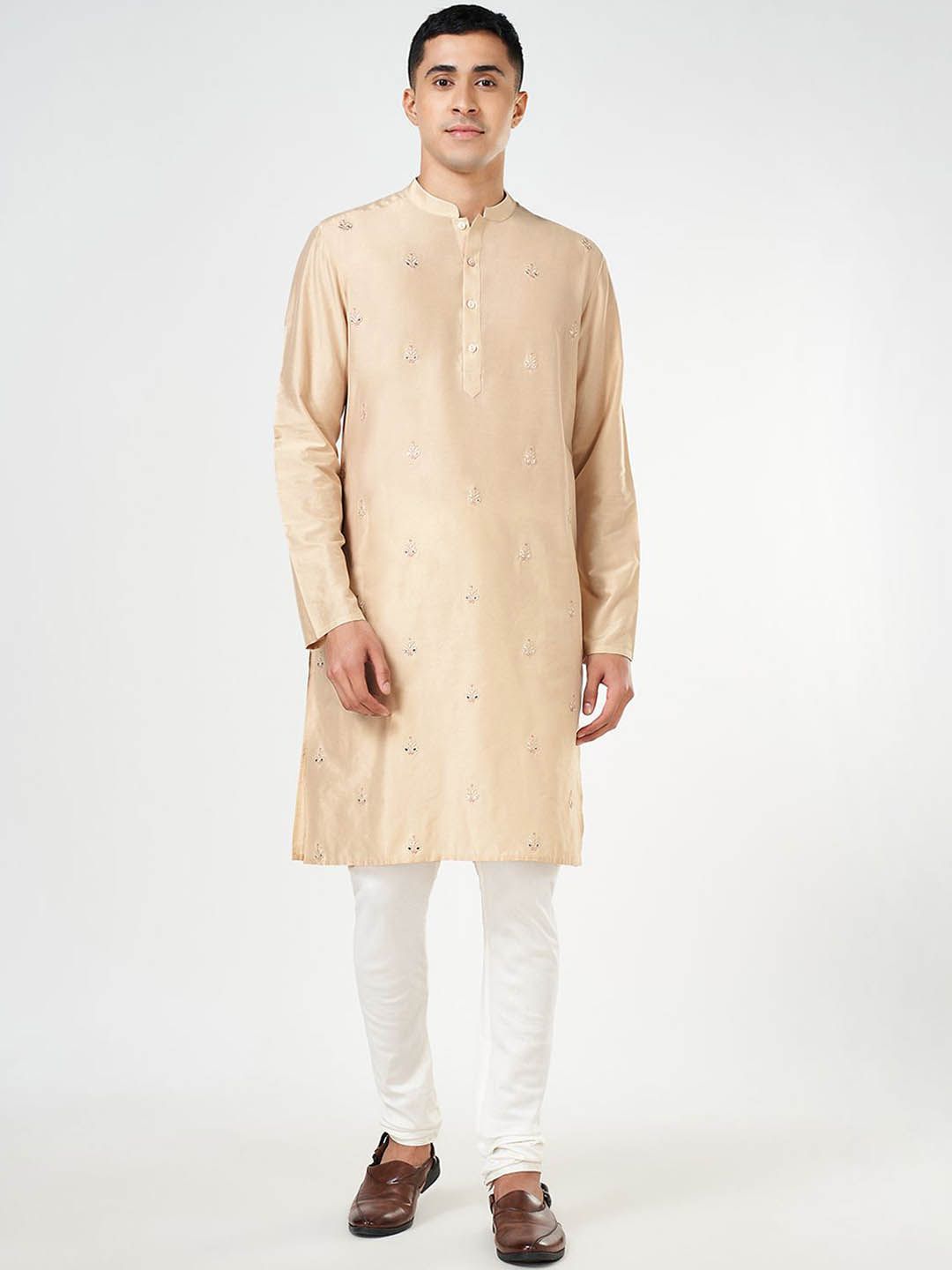 indus route by Pantaloons Floral Embroidered Thread Work Straight Kurta