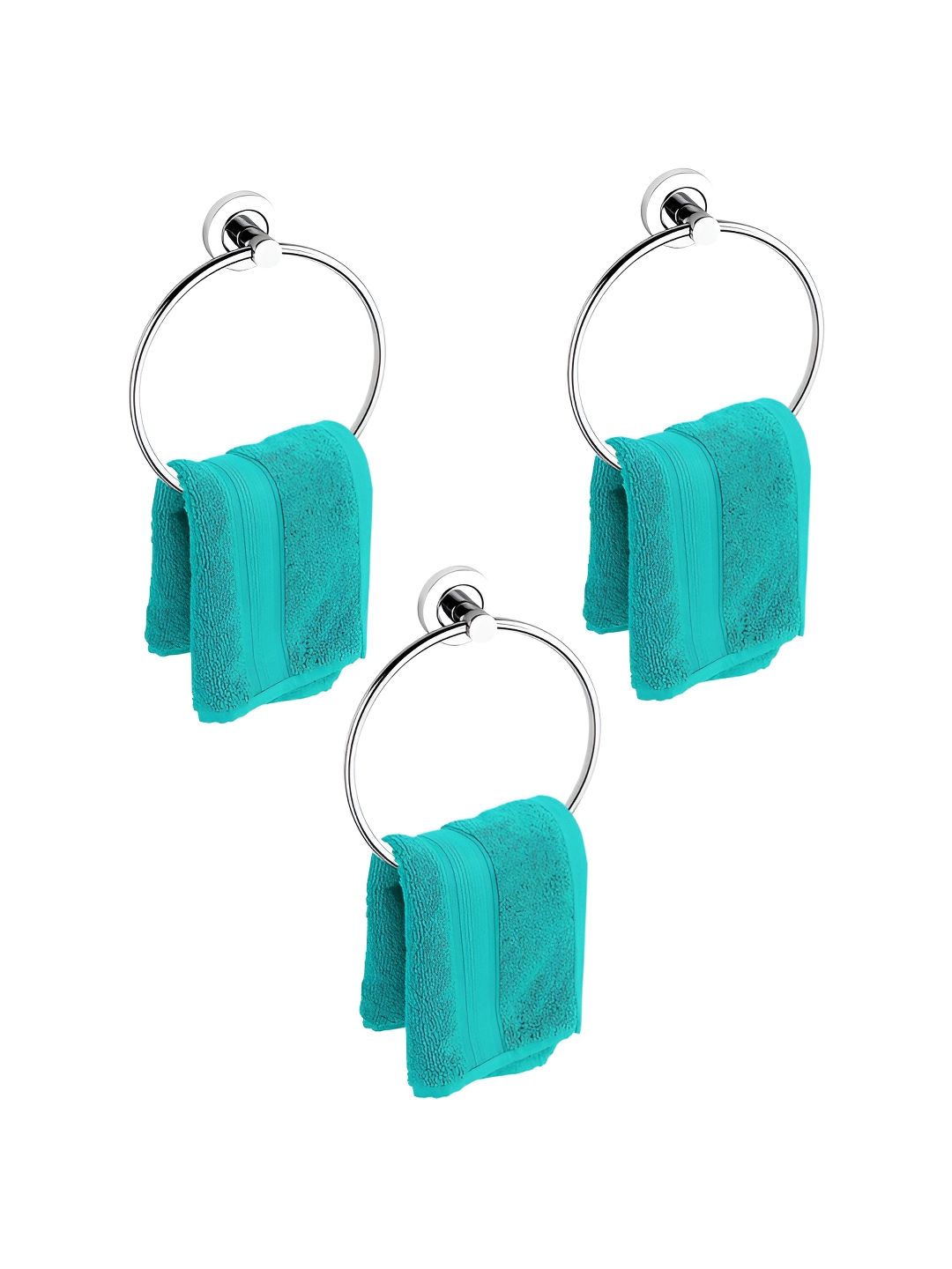 Plantex Silver-Toned 3 Pieces Contemporary Stainless Steel Towel Holder