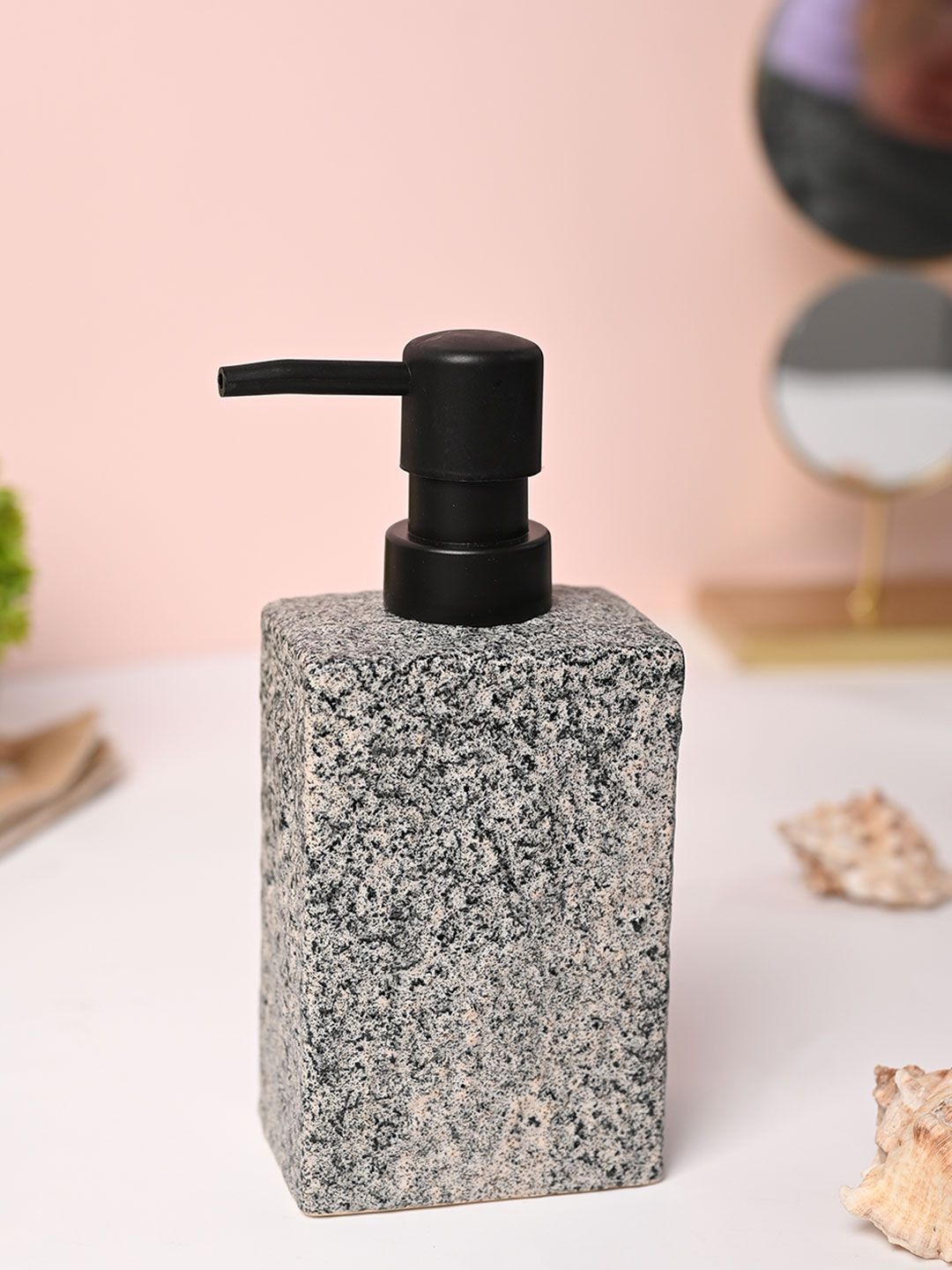MARKET99 Black Printed Ceramic Soap Dispenser 350 ml