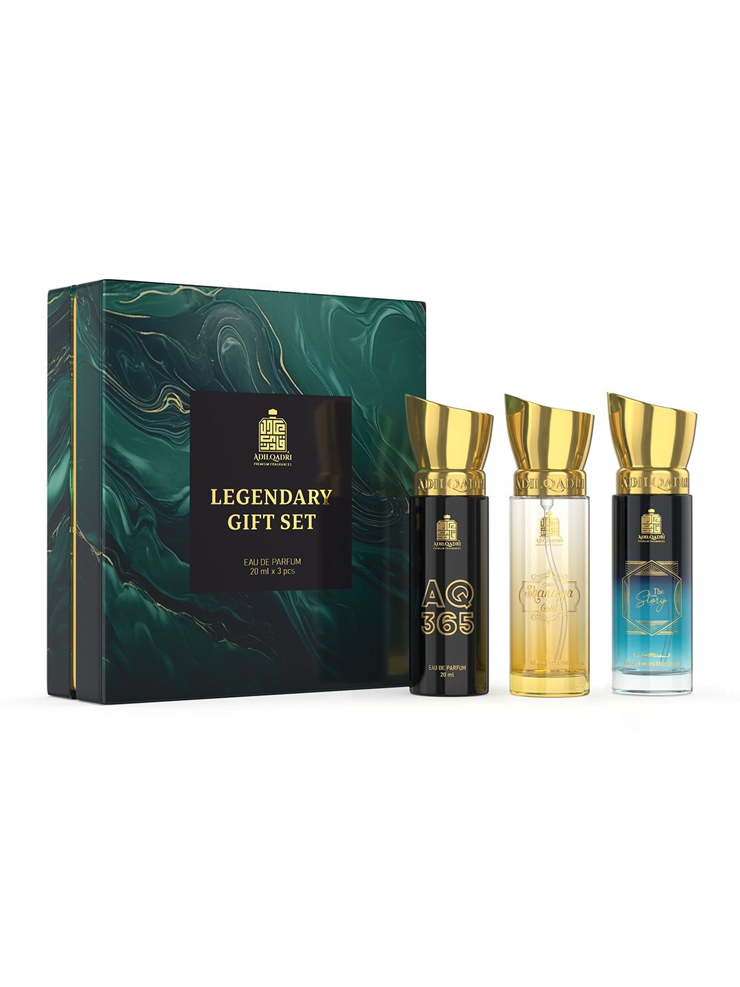 ADILQADRI Set Of AQ 365, Shanaya Gold & The Story Long Lasting Eau De Parfum - 20ml Each