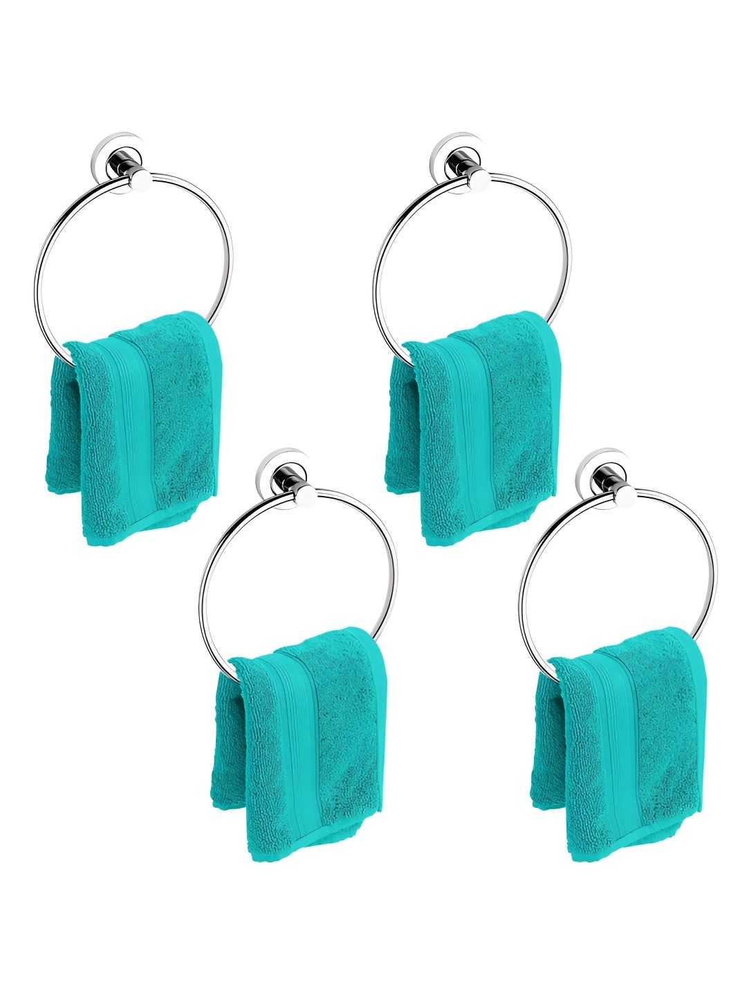 Plantex Silver-Toned 4 Pieces Stainless Steel Towel Holder