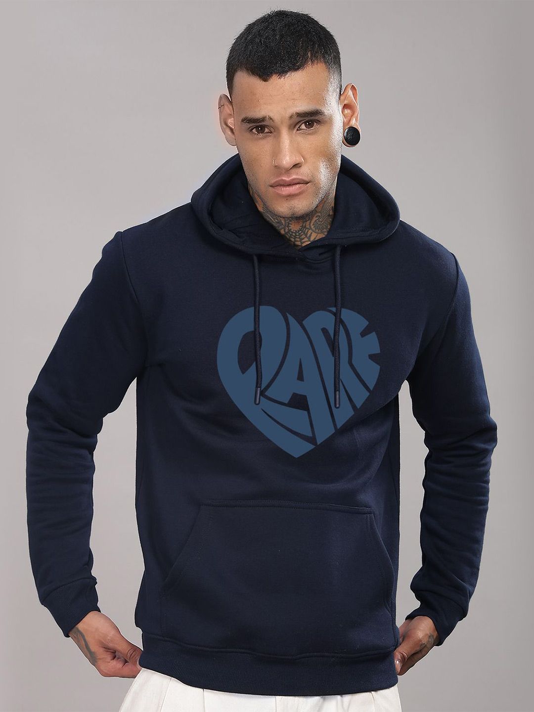 ADRO Men Graphic Printed Cotton Hooded Sweatshirt