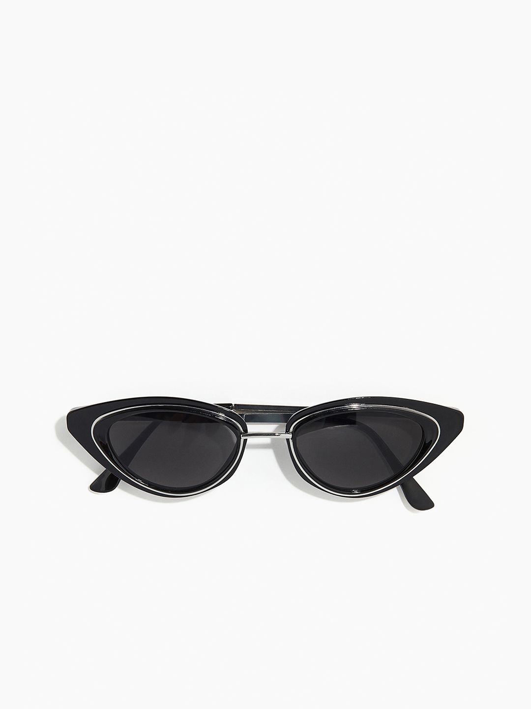 H&M Women Cat-Eye Sunglasses 1246461001-Black/Silver-Coloured