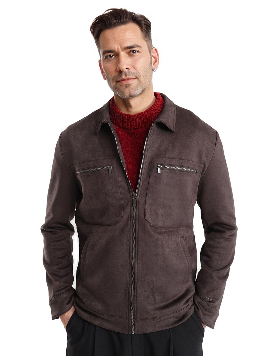 RARE RABBIT Men Spread Collar Solid Casual Tailored Jacket