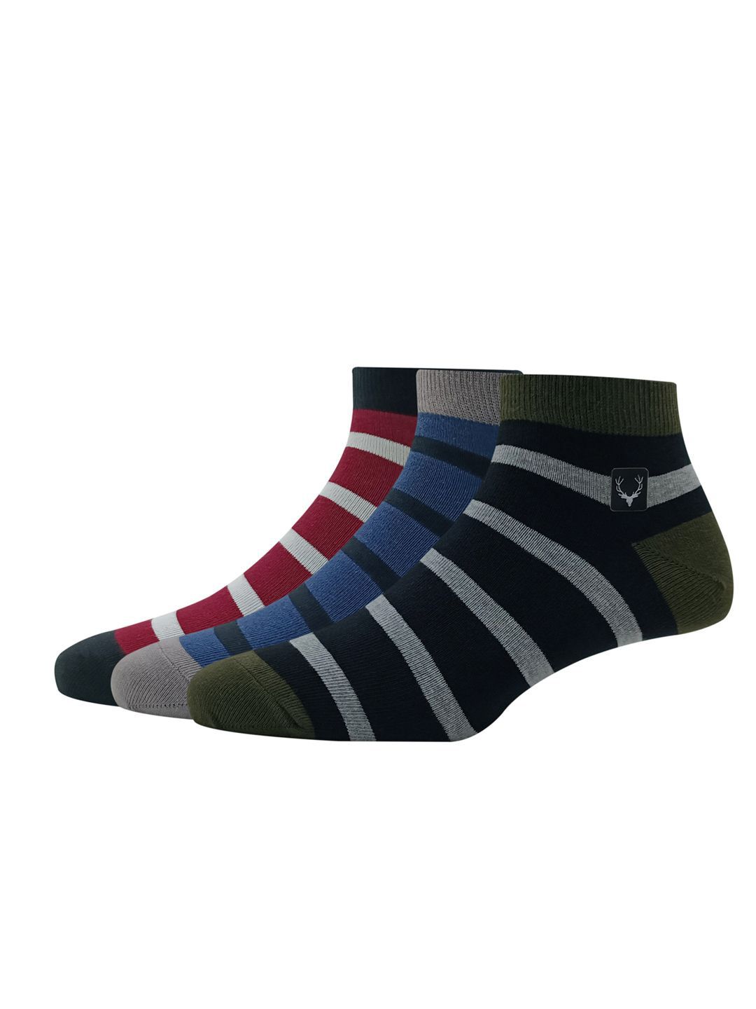 Allen Solly Men Pack Of 3 Striped Ankle Length Socks